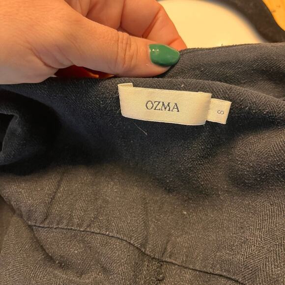 OZMA Black 100% Silk Long Sleeve Painters Button Front Jumpsuit Size Sma… - Picture 6 of 10